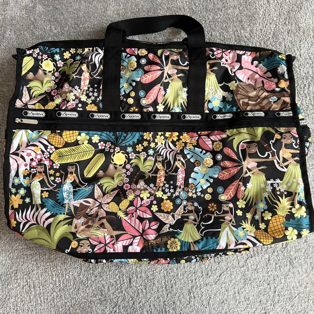 【美品】レスポートサック　ハワイ限定ワヒネフラ柄　ラージウィークエンダー