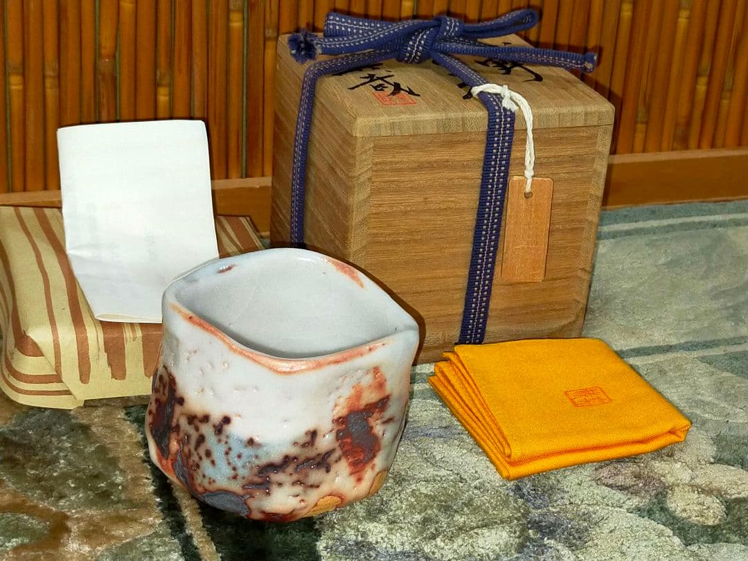 ♥松永真哉♥　志野　ぐい呑み　共箱付き　ぐい飲み　骨董　古玩