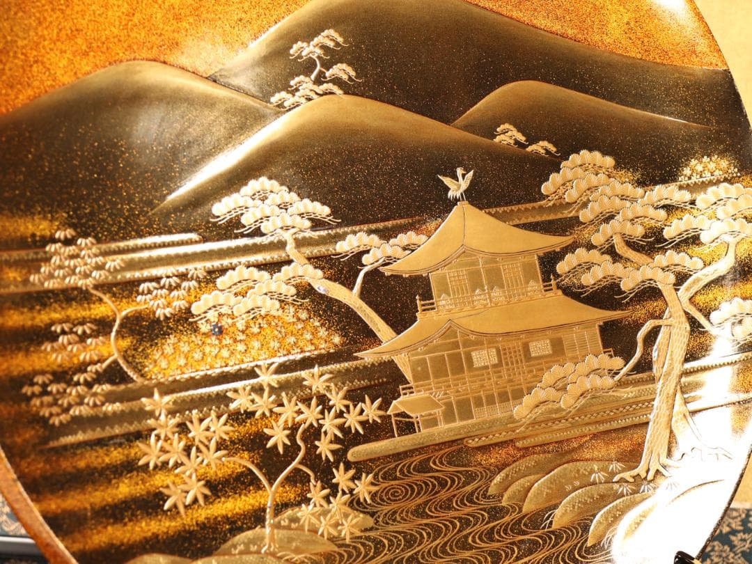 BK532　極上品　蒔絵師 杉谷雅輔（号松芯)作　京百景金閣寺蒔絵 輪島塗 飾皿