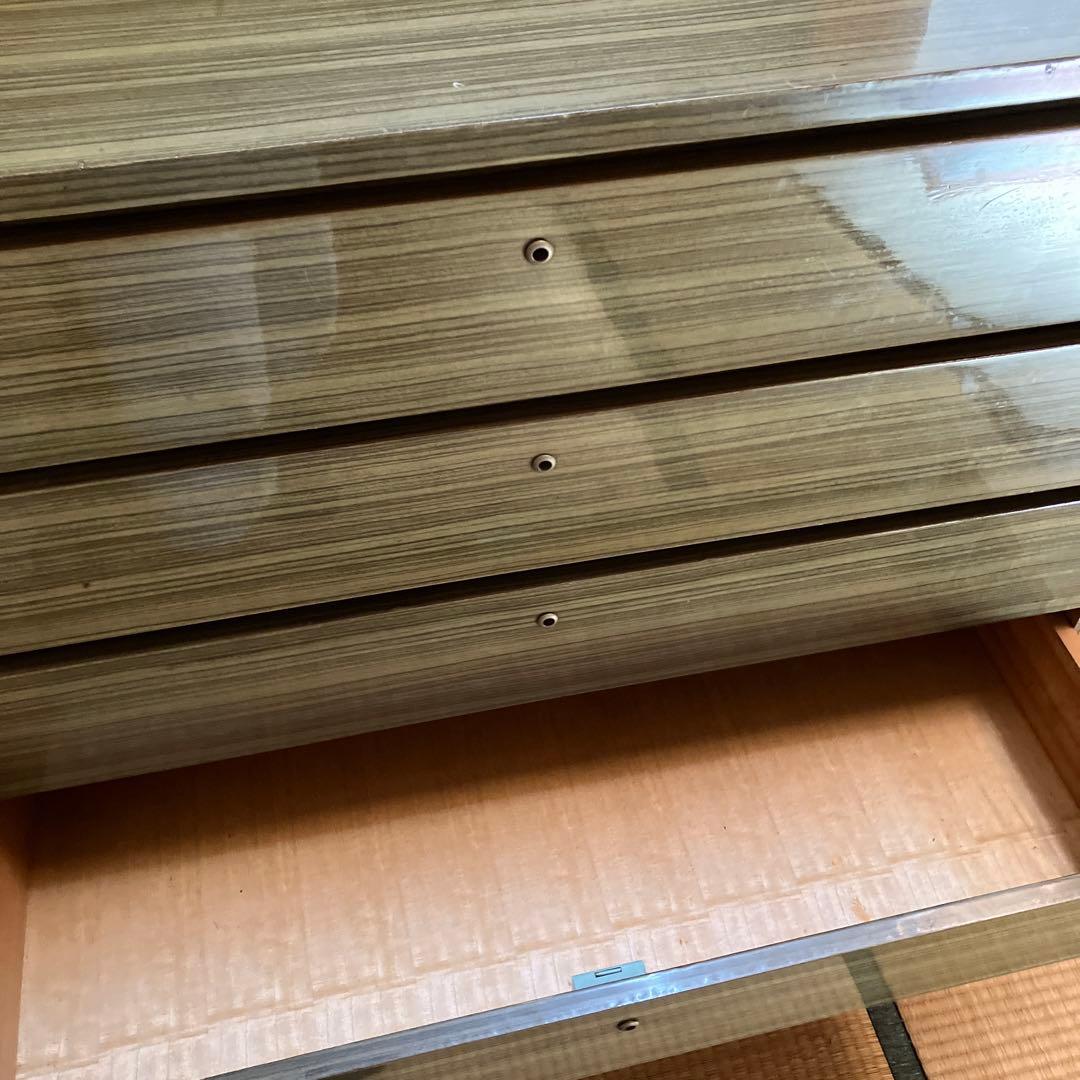 木製ストライプ模様6段タンス