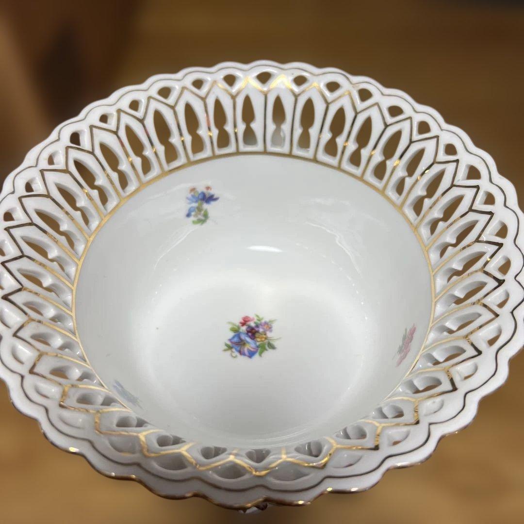 フルーツ入れ アンティーク 西洋風 陶磁器 花瓶 花柄装飾