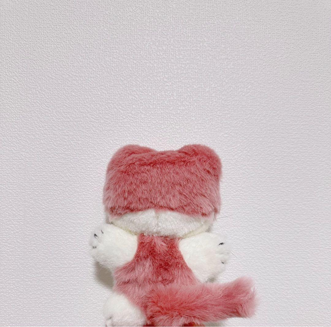 猫型ぬいぐるみ 白とピンク ハンドメイド