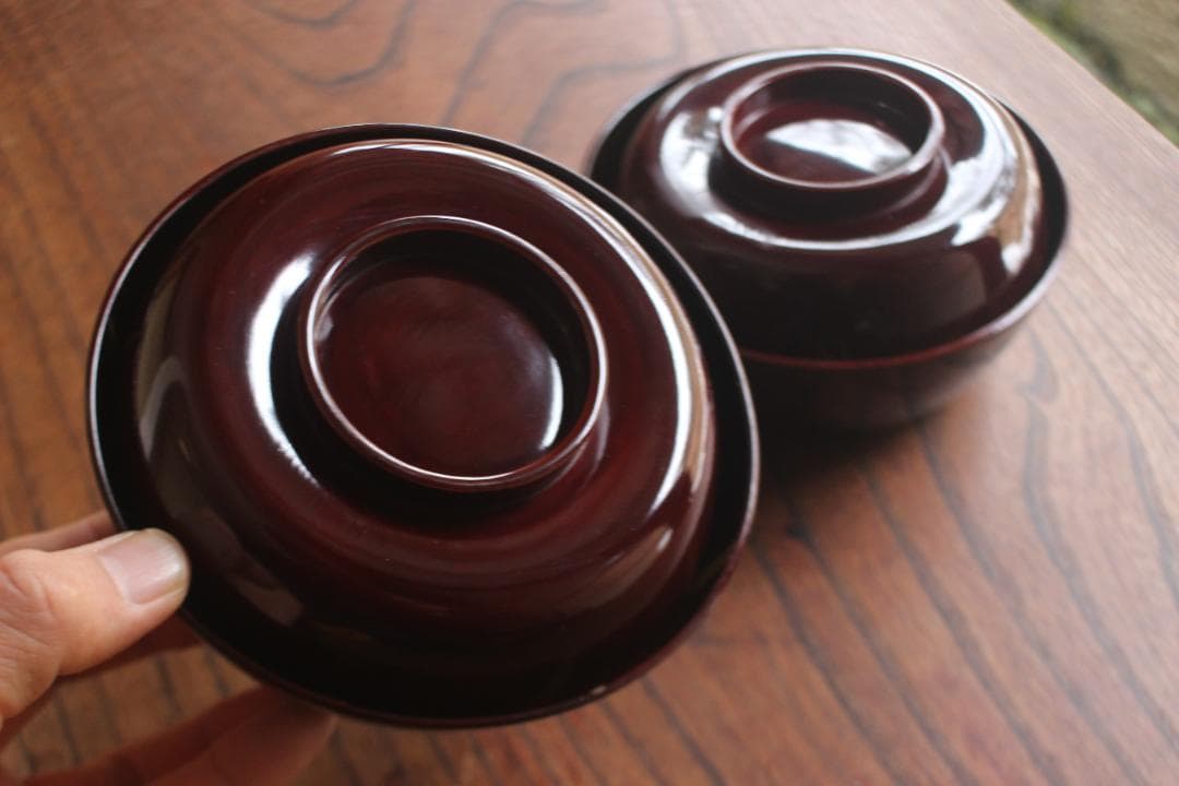 時代逸品！時代溜塗に優美なススキ蒔絵の映えるお椀2点（検京塗輪島塗蒔絵椀煮物椀