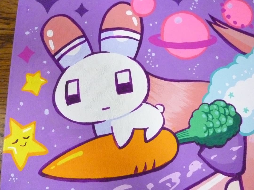 メンヘラチャン　直筆ドローイング　アクリル　455ｘ380　江崎びす子