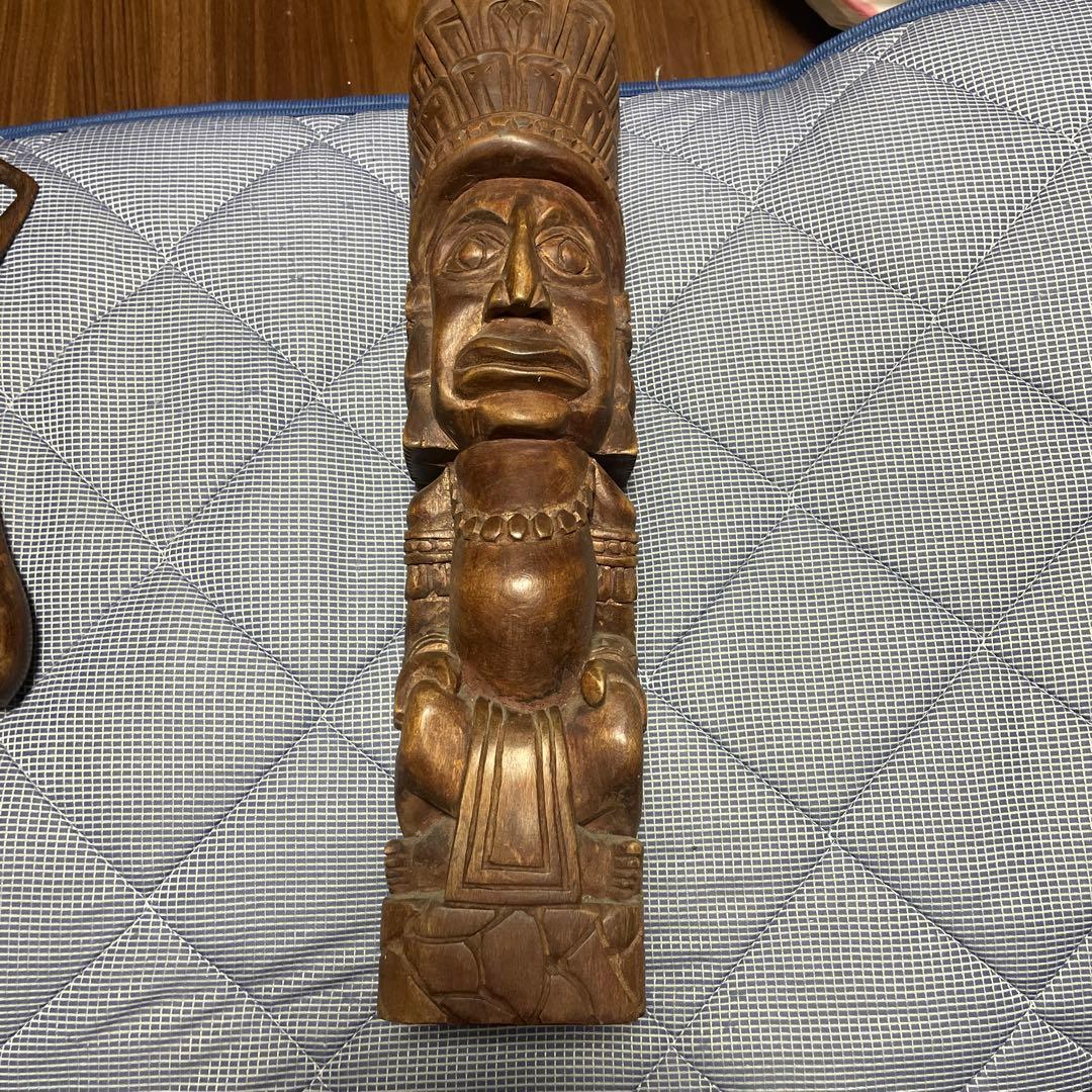 アフリカ　木製彫刻 先住民風 約30cm