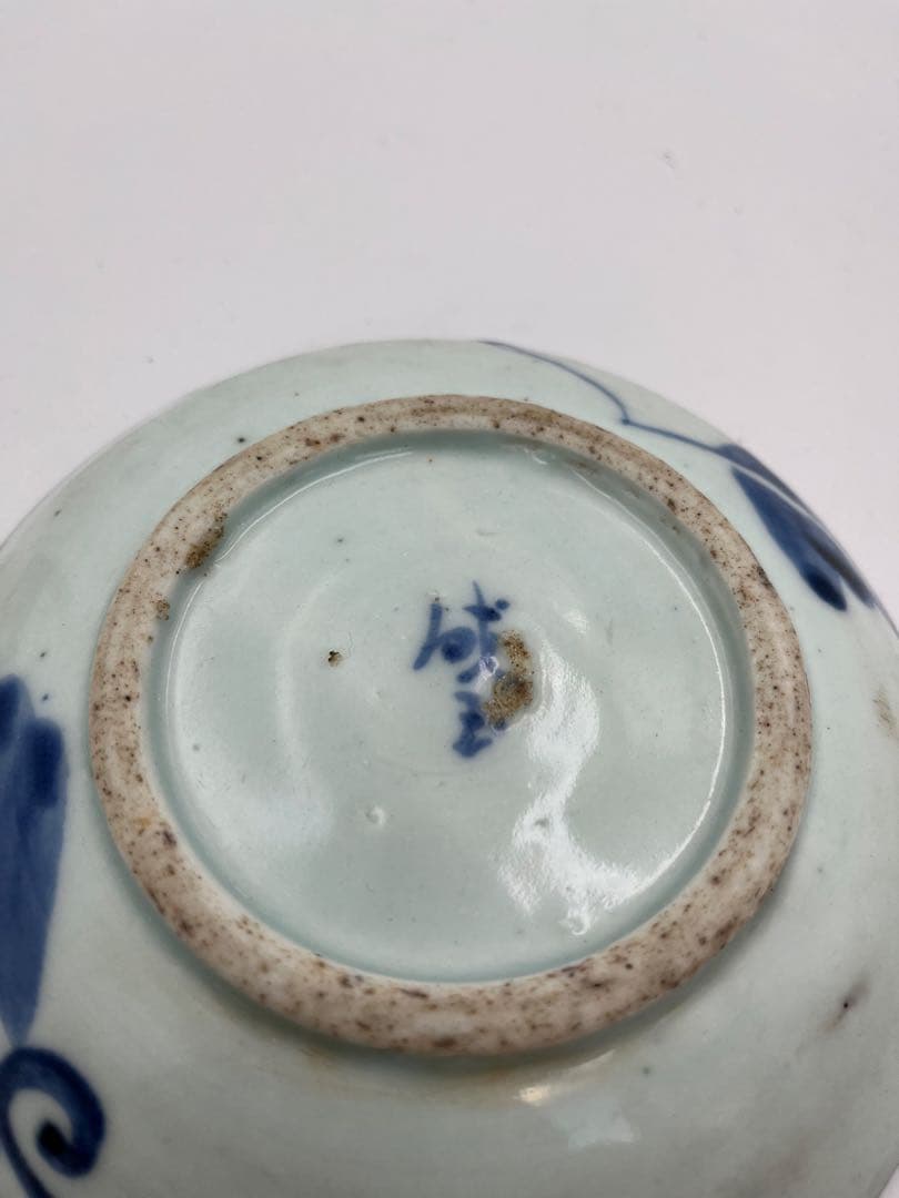 中国美術清時代青花漢詩鳥文盤小皿蝶文様2枚セット