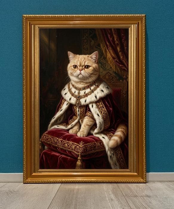猫（エキゾチックショートヘア）のルネサンス風肖像画 A3額装インテリア壁掛け