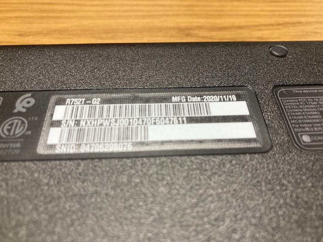 acer Chrome book R752シリーズ　R752T-G2✳️充電器付✳️