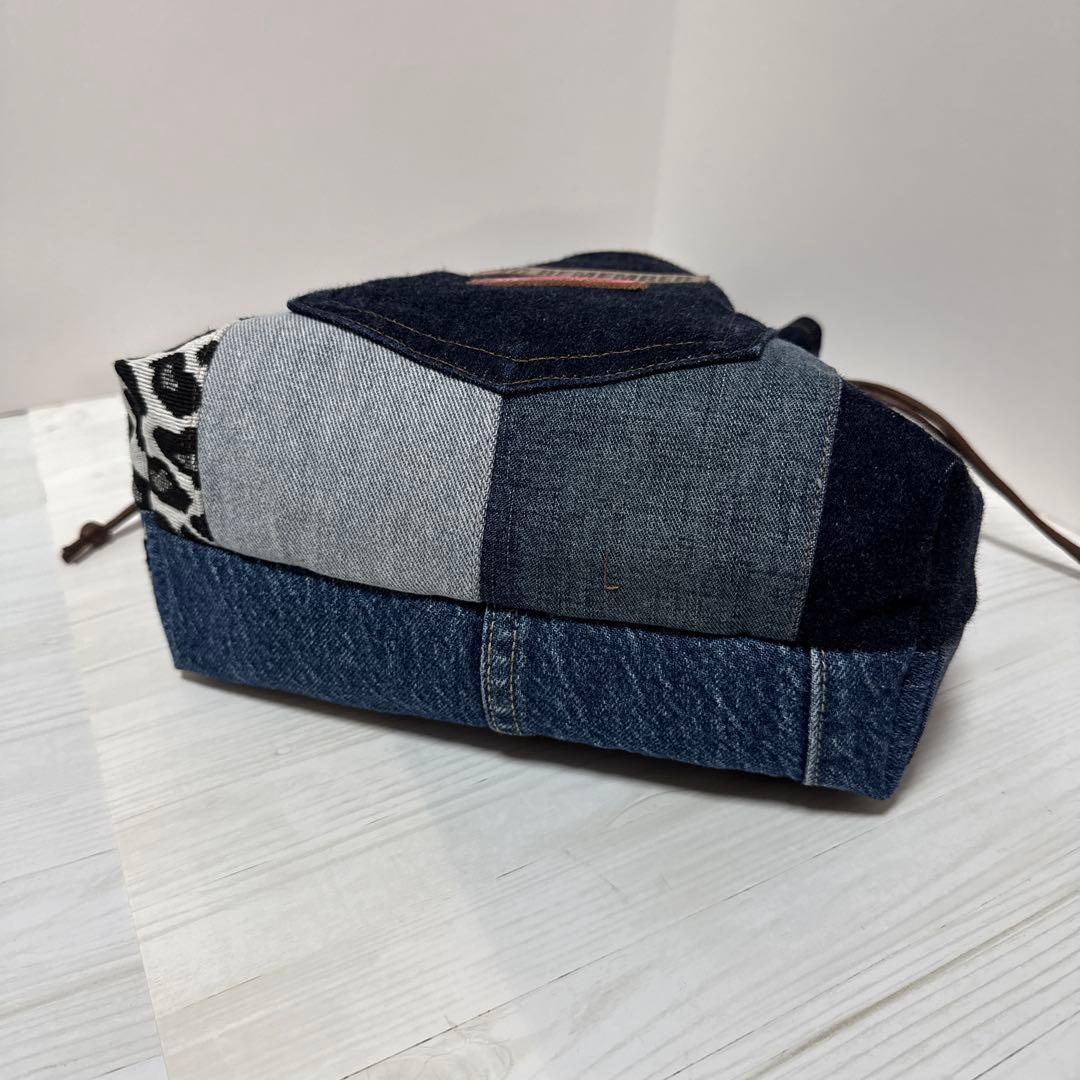 コロ葱(マロ)様　ハンドメイド　デニムリメイク　巾着トートバッグ