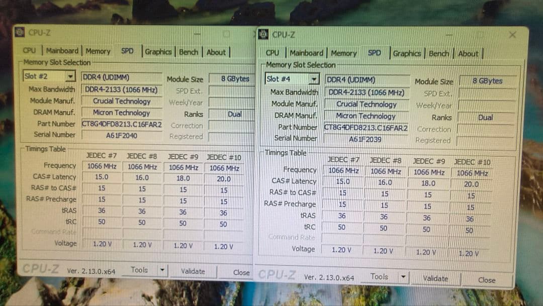 DDR4 8GBx2枚 16GB pc4-2113 動作確認済み ③