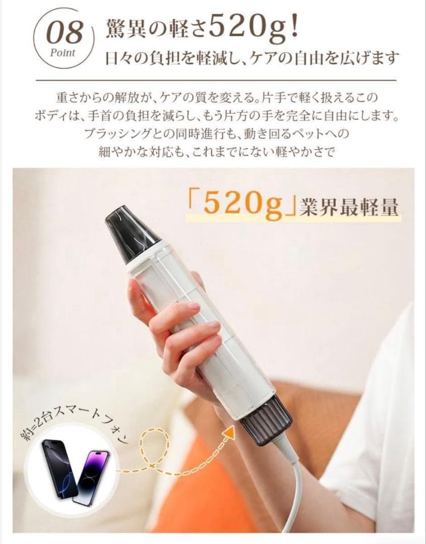 petabooハンディタイプペットドライヤー マイナスイオン　ホワイト