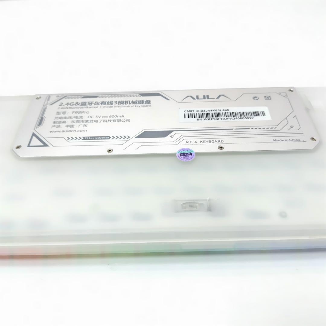 AULA F98Pro ワイヤレスキーボード スケルトンキーキャップ LED