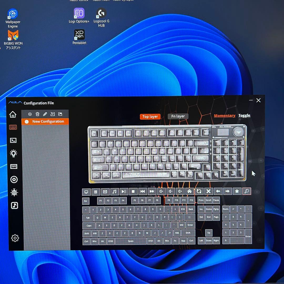 AULA F98Pro ワイヤレスキーボード スケルトンキーキャップ LED