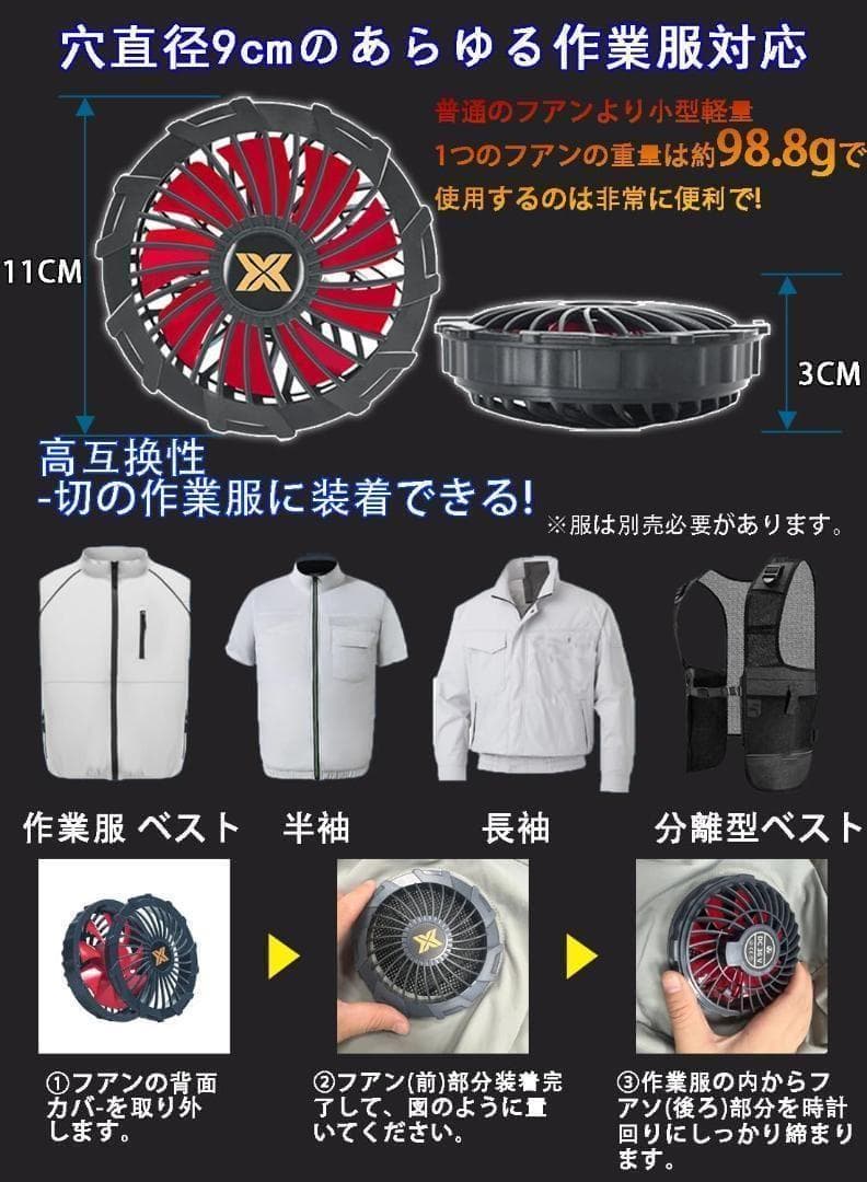 【R1426-70-8】空調服用 ファンバッテリーセット　36V