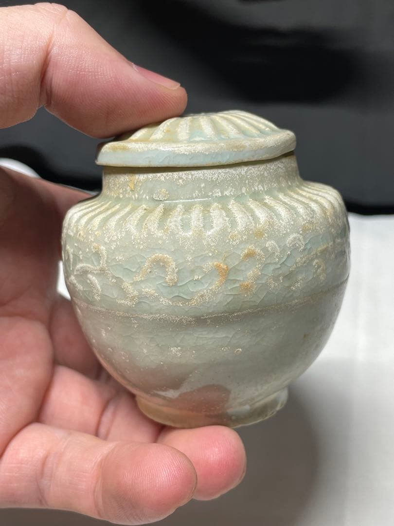 茶入。香合。青白磁。宋時代。古美術。骨董品。舊家蔵出し。