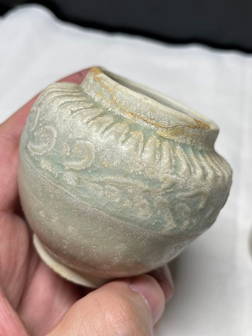 茶入。香合。青白磁。宋時代。古美術。骨董品。舊家蔵出し。