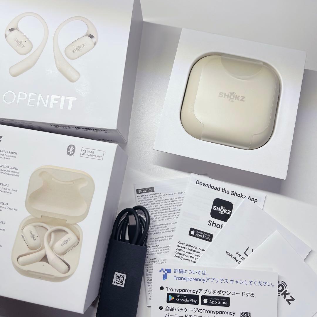 SHOKZ OPENFIT ワイヤレスイヤホン ホワイト 充電ケース付き