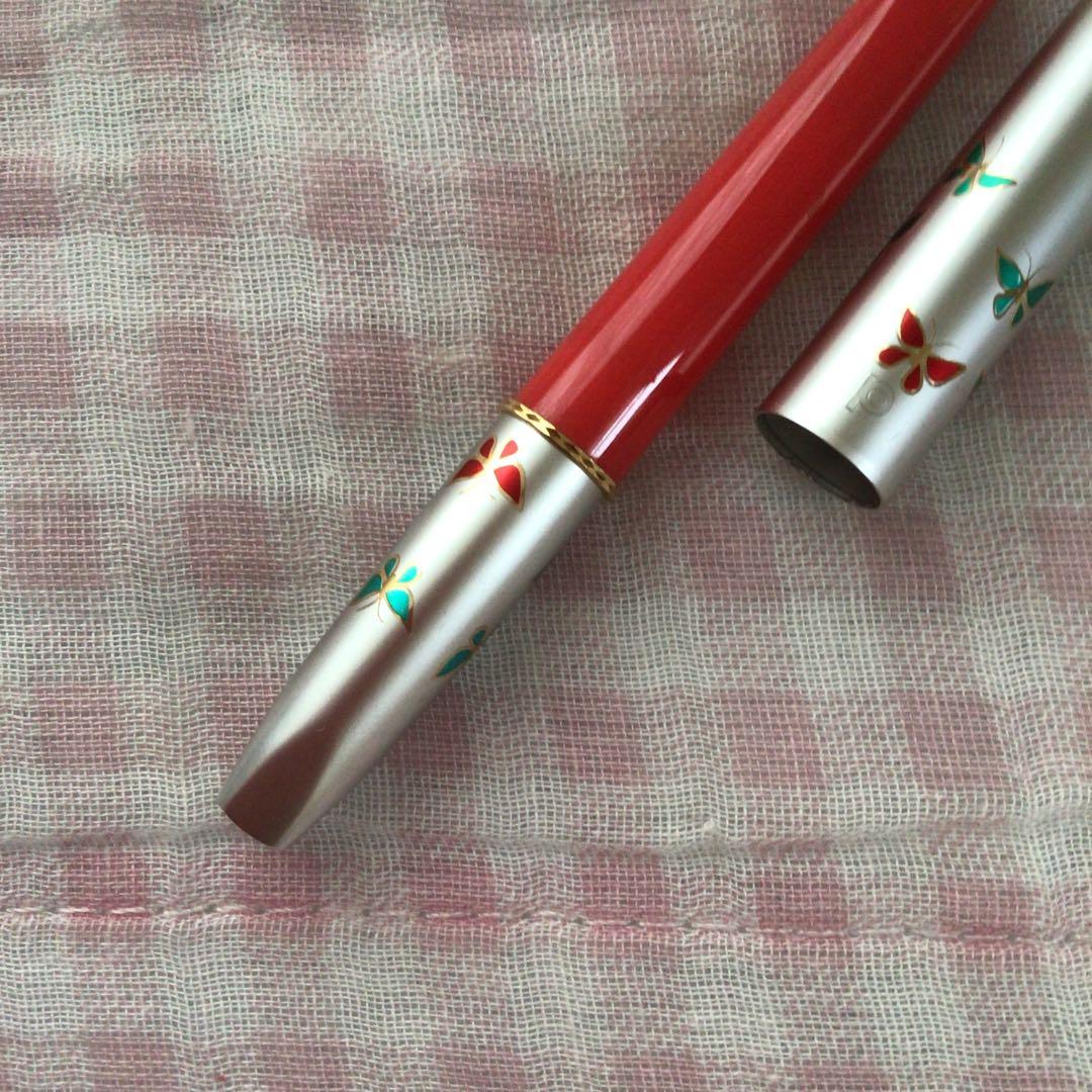 プラチナ 14K 14金 万年筆 ショート 蝶 チョウ 細字 廃盤