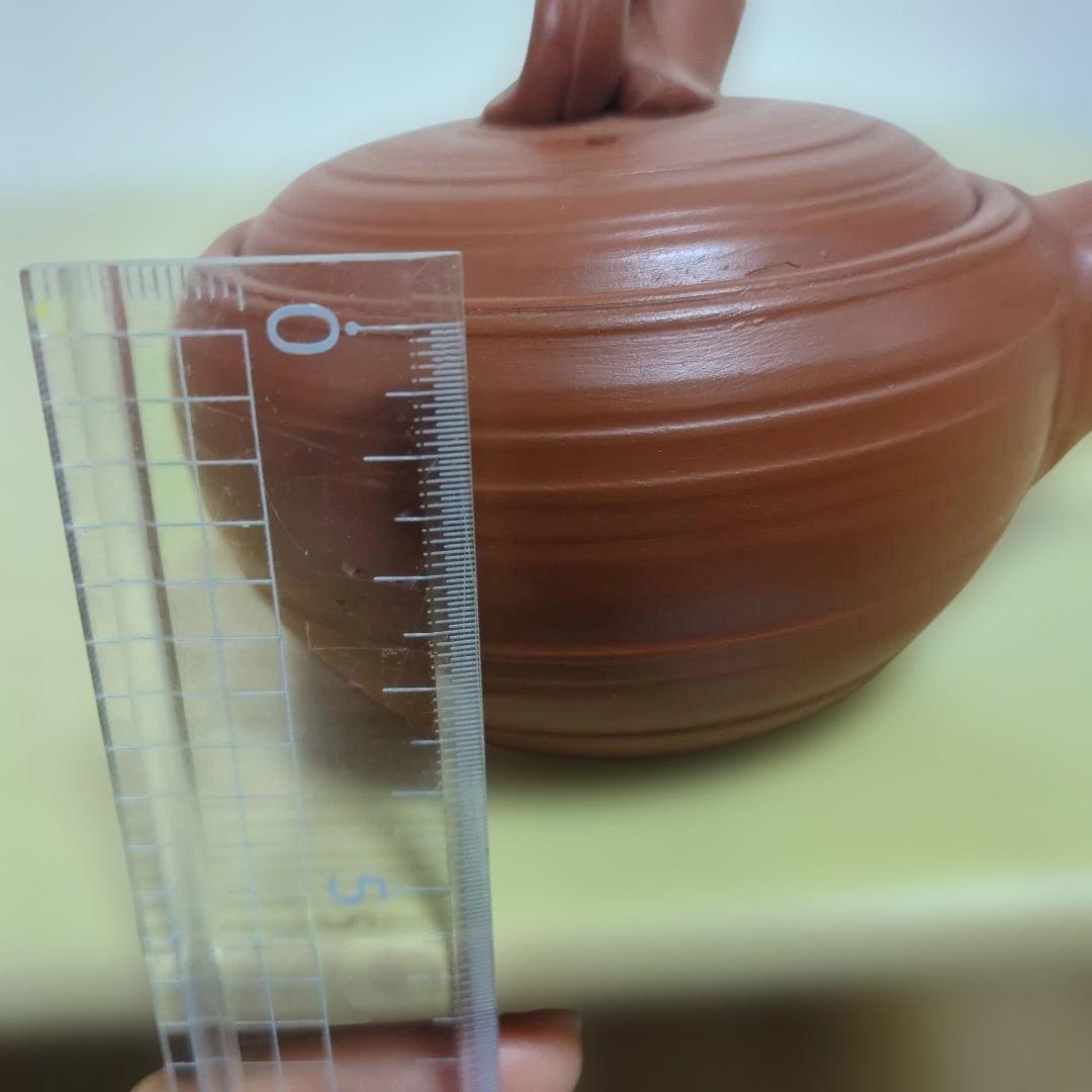 茶色 陶器製 急須 丸型 二つ注ぎ口