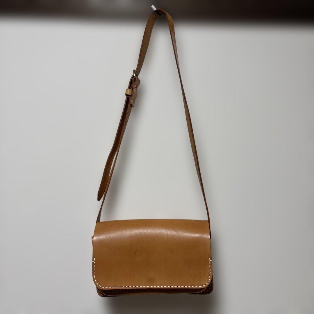 栃木レザー　ヌメ革　ショルダーバッグ　ハンドメイド