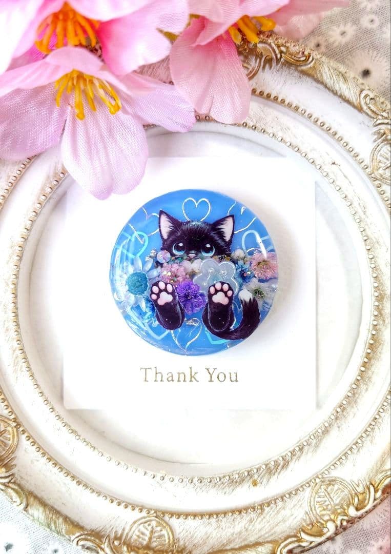 レジン　猫　ヘアゴム　ブローチ　ポニーフック　No.546