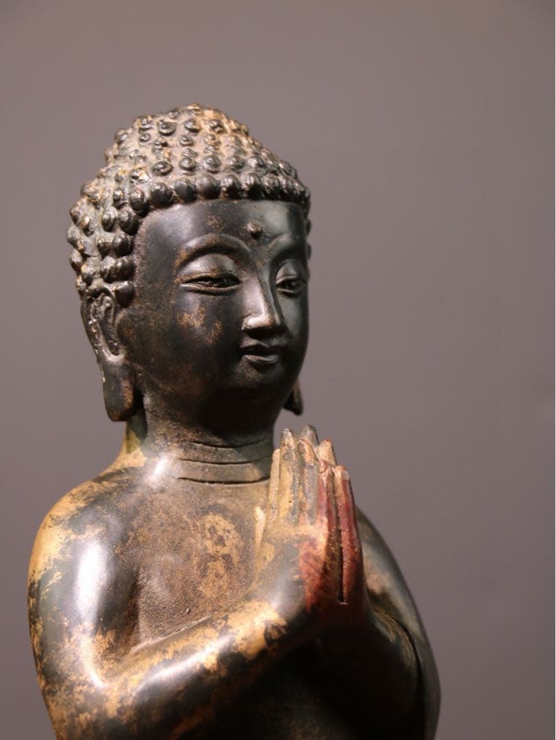 旧家蔵出　純銅泥金仏像　古美術　アンティーク　骨董品