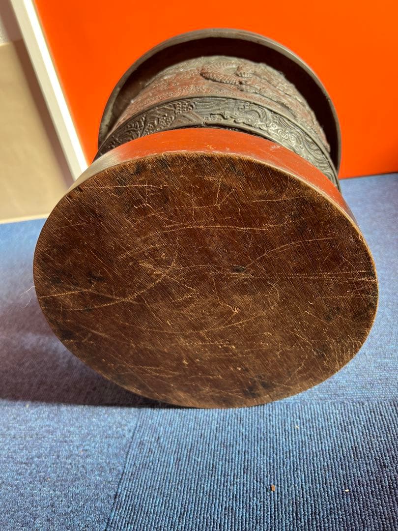 1232  骨董品　龍文　火鉢　時代物