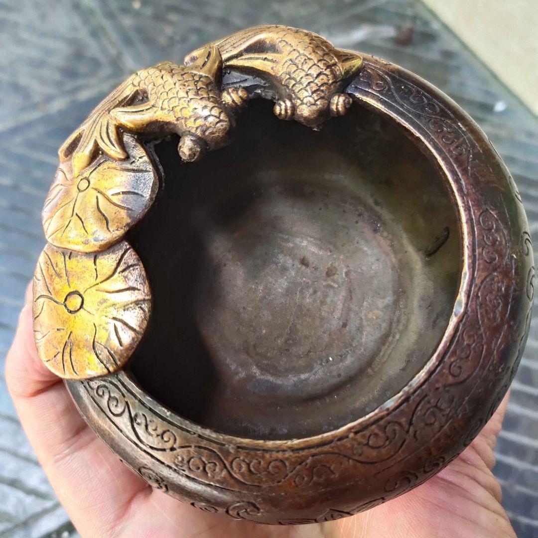 銅製品 金魚筆洗 い灰皿 硯 文房置物·案頭 工芸品