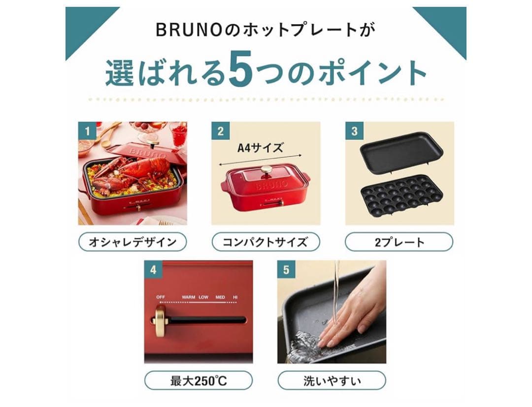 BRUNO ホットプレート A4サイズ ホワイト