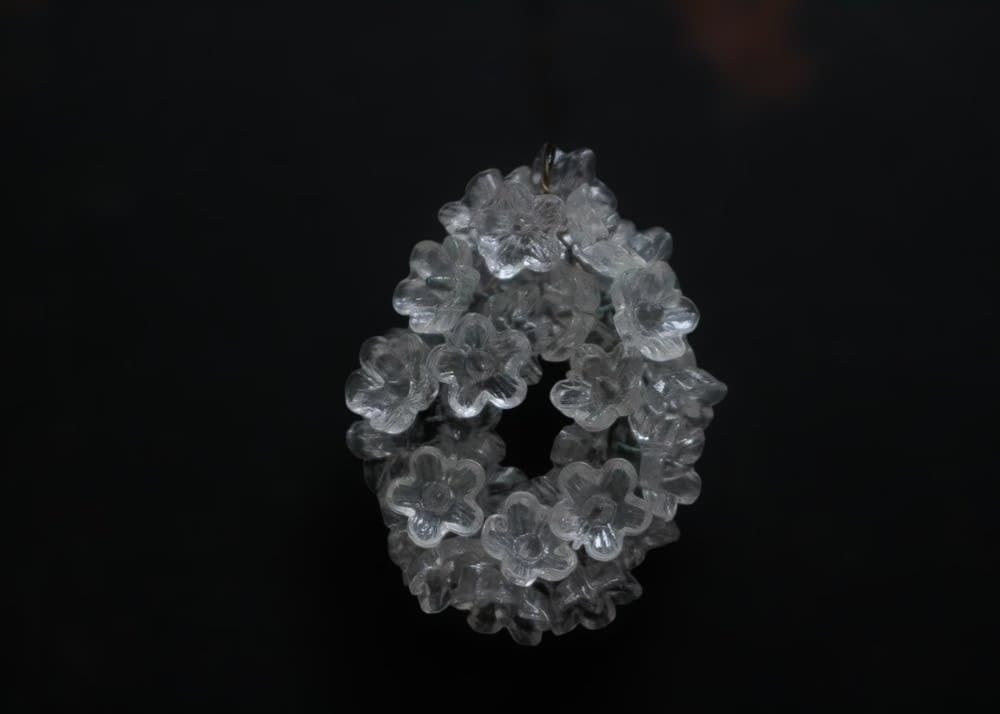 6,透明な花のガラスパーツビンテージアクセサリー素材