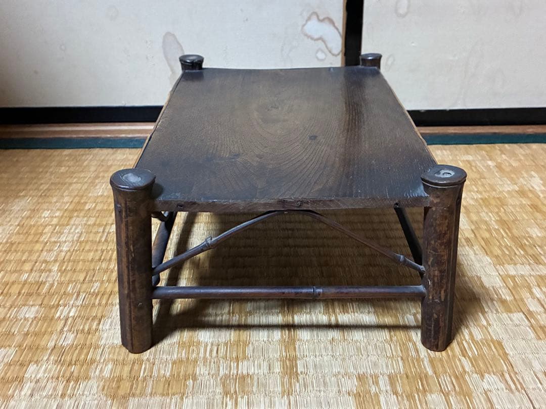 古竹 細工 四足 花台 架台 時代物