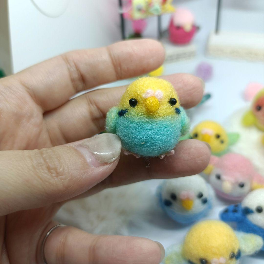 羊毛フェルト まんまるレインボーちゃん① マット付き セキセイインコ