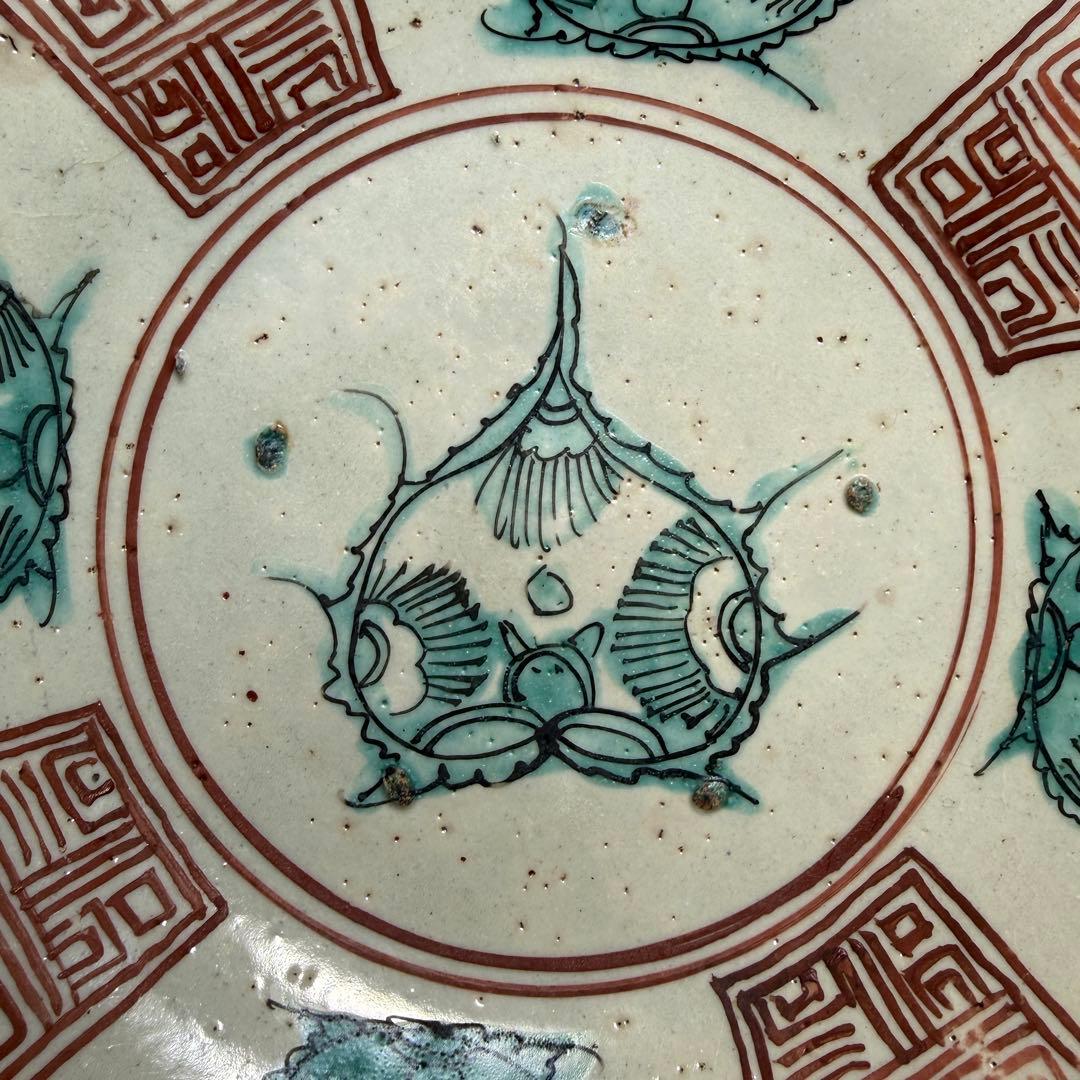 ◆呉須赤絵皿 明時代末期 希少8寸皿 桐箱付き 古渡り 伝世品 唐物 中国美術◆