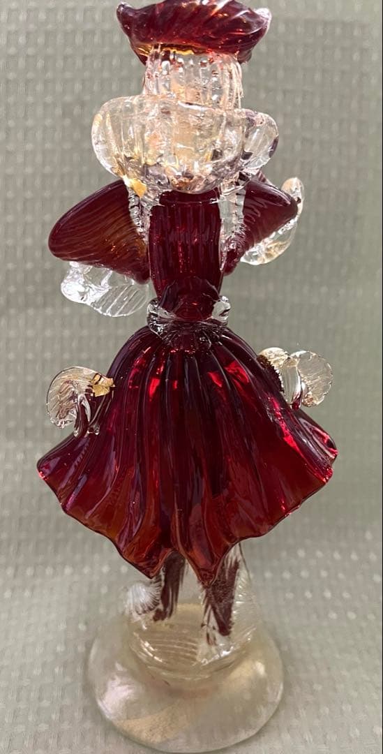 【美品】ベネチアンガラス ムラーノガラス ルビー　レッドドレス 女性 置物