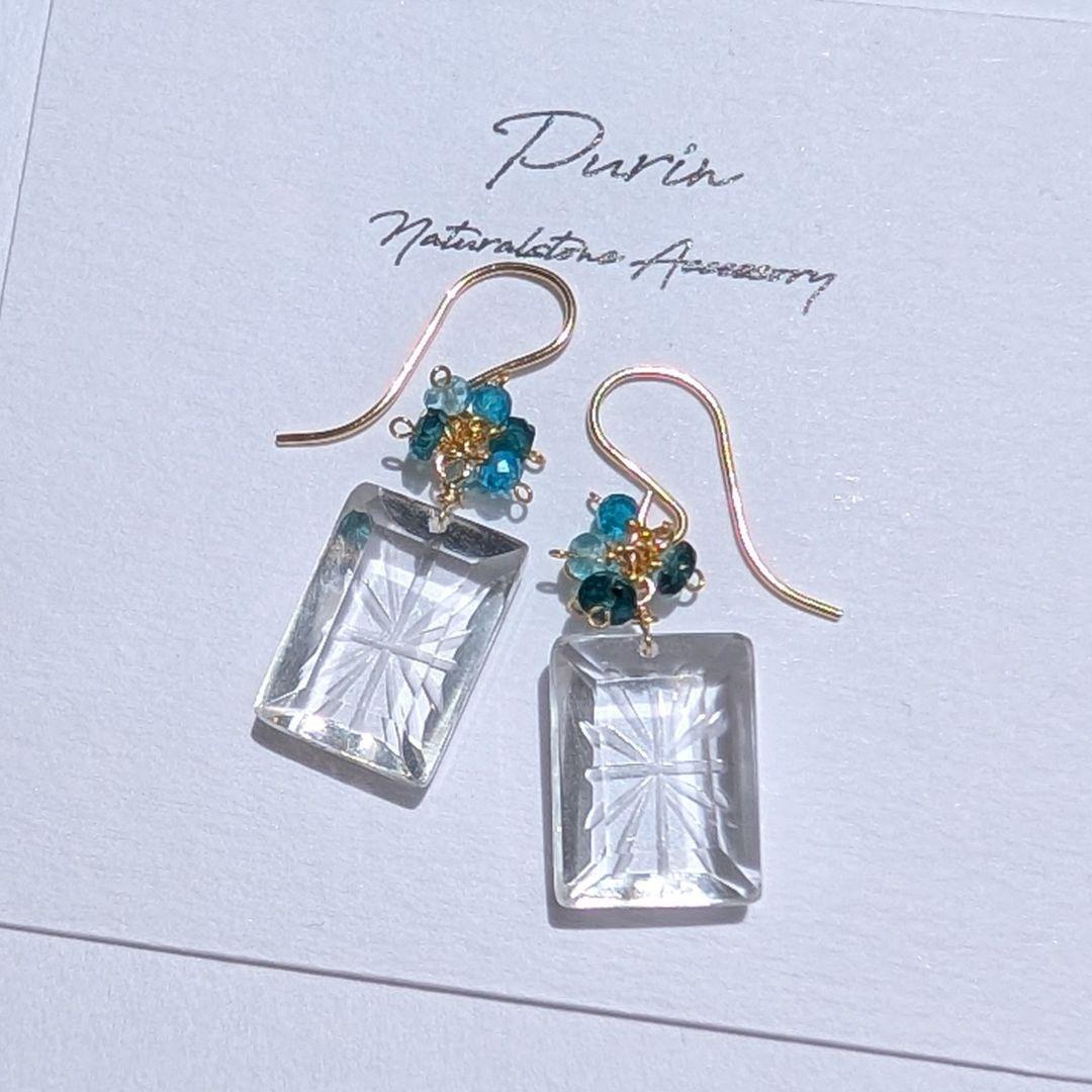 クリスタル バックカービングピアス