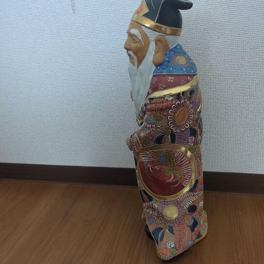 【縁起物】伝統的な中国の仙人 陶器像 多色陶器置物 約60cm