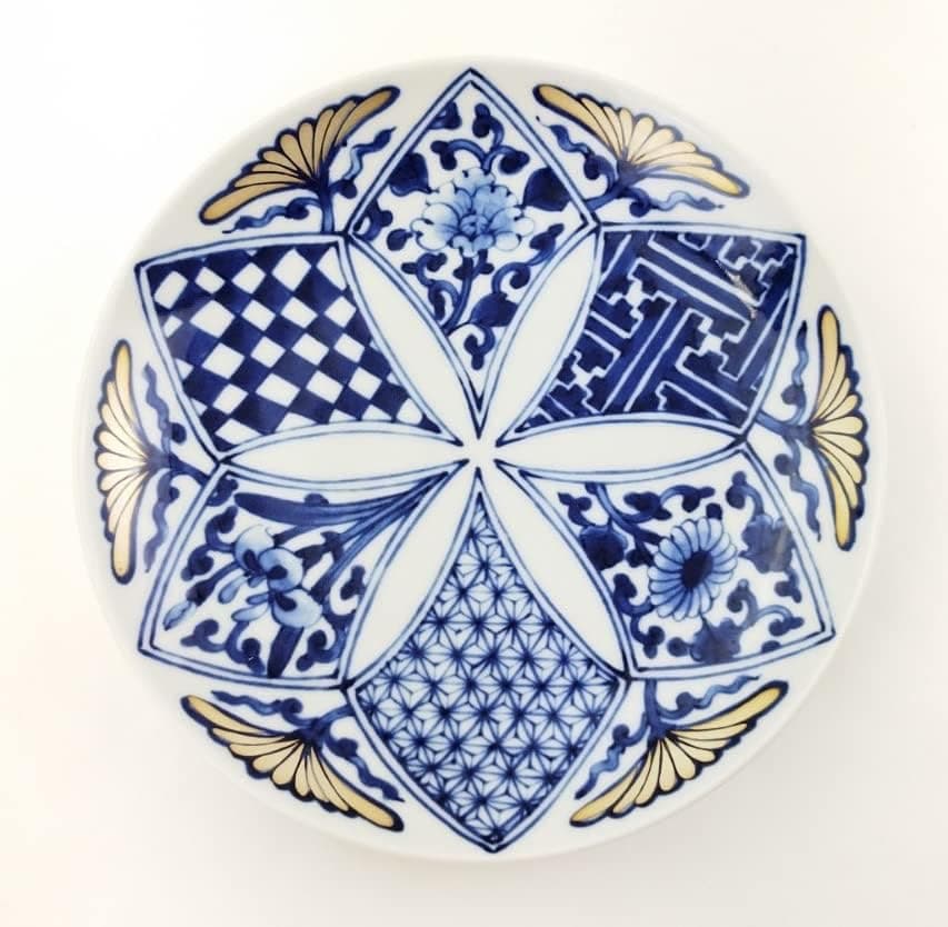 値下げ　新品　林九郎窯　藍青　銀彩　古染銀花　プレート　23.5cm　皿