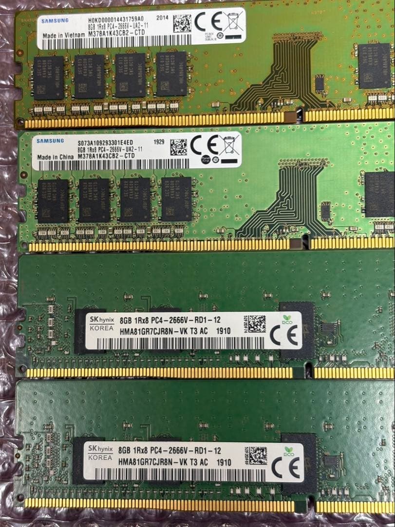 DDR4 メモリ　2666v 8GB 8枚 合計64GB