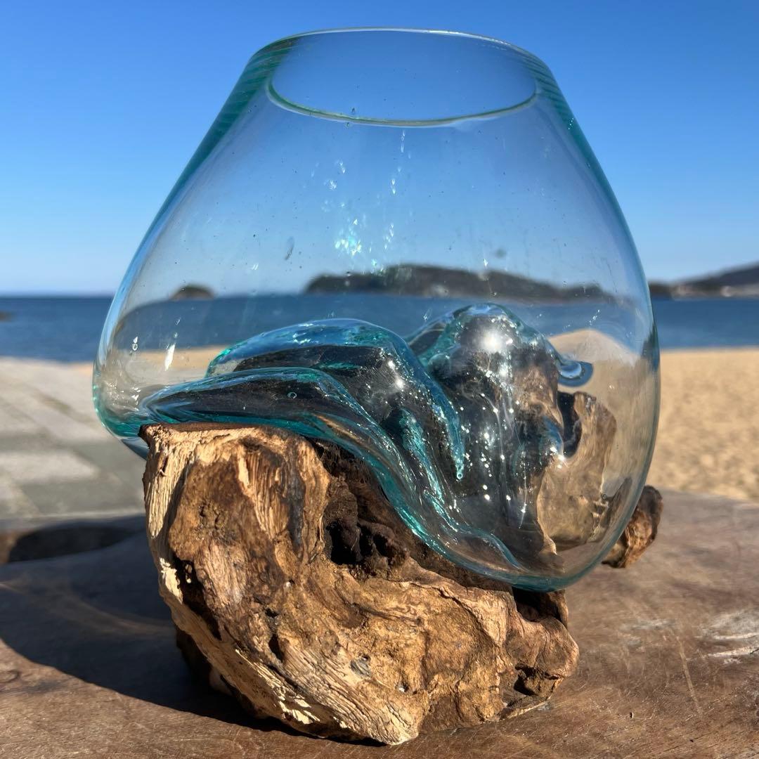 流木ガラスオブジェ大H 花瓶 金魚鉢 ガーデニング フラワーポット 水槽 アート