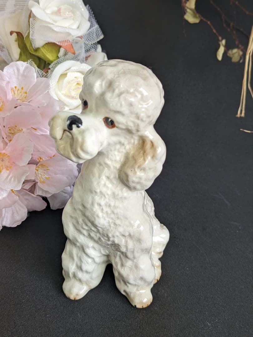 イギリスアンティーク シルバック SILVAC 陶器 犬置き物 プードル