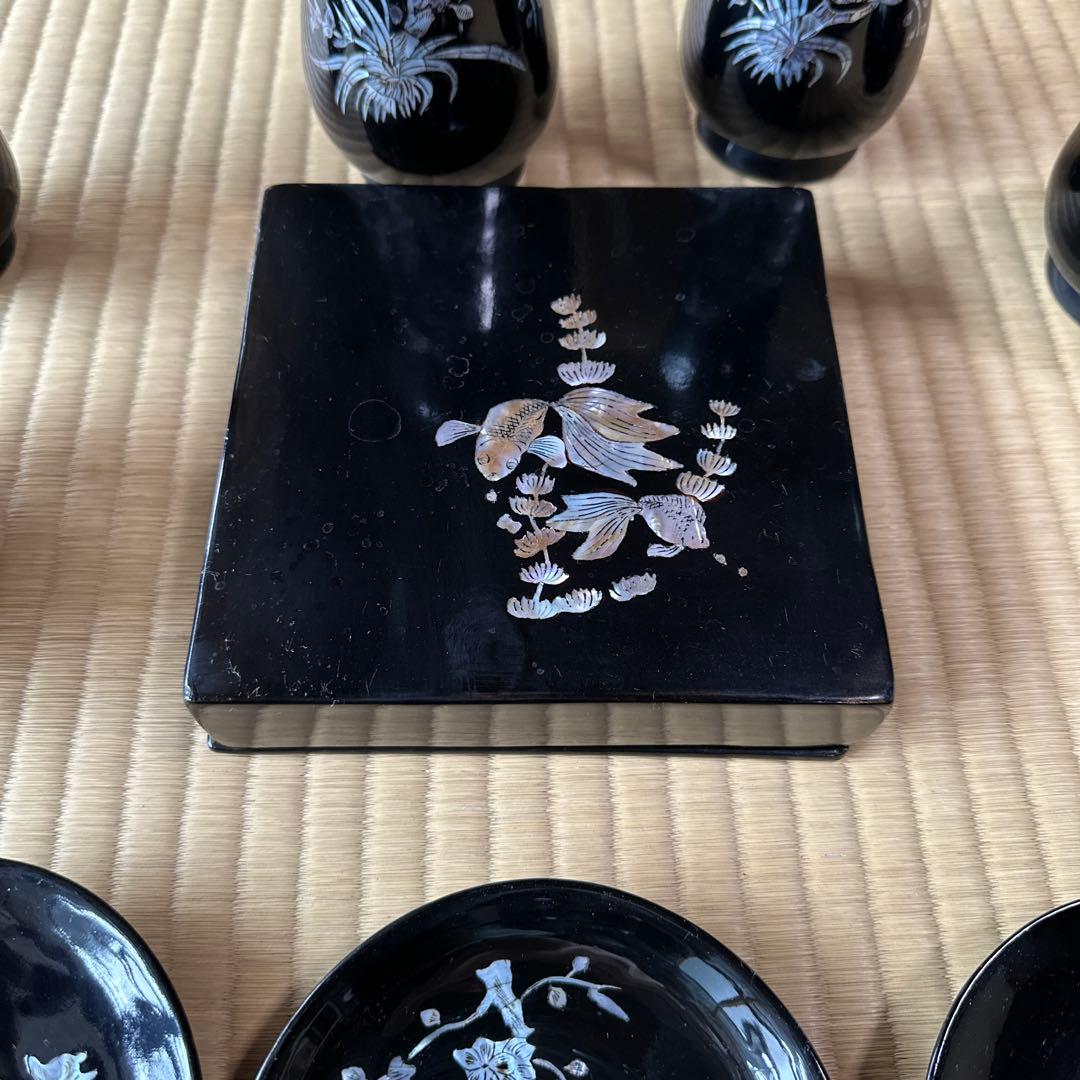 大量 高麗乾漆螺鈿 お皿 酒器 蓋付き椀 花瓶 など