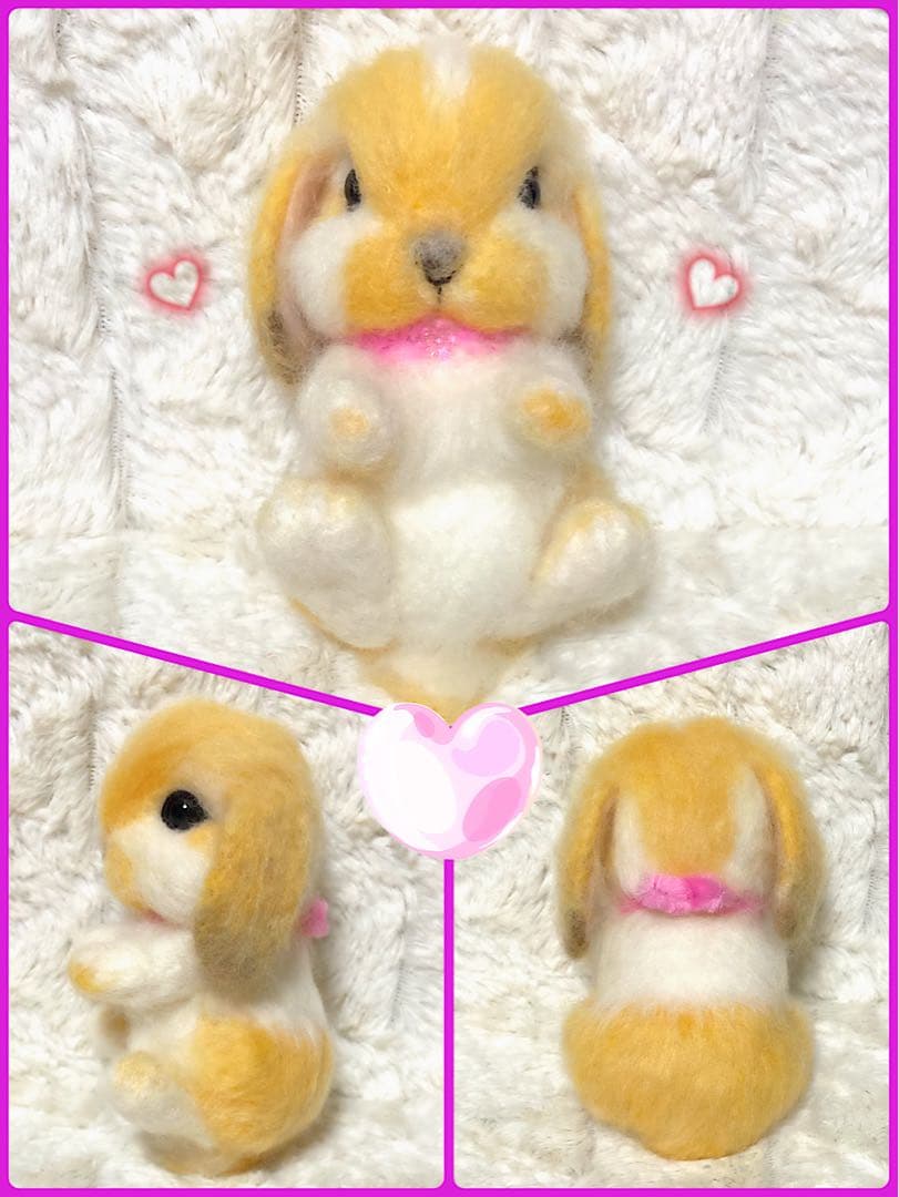 羊毛フェルト。うさぎ。リース付き。オーダーNo.77