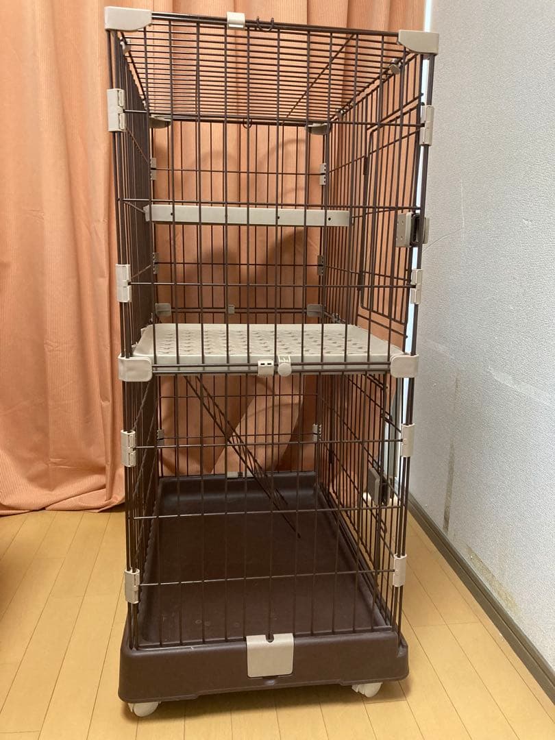 RAKU 猫ケージ 2段 キャスター付き