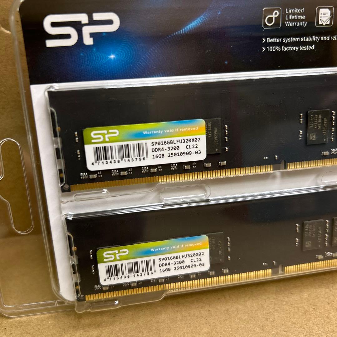 シリコンパワー デスクトップ　メモリ DDR4 3200 16GB x 2枚