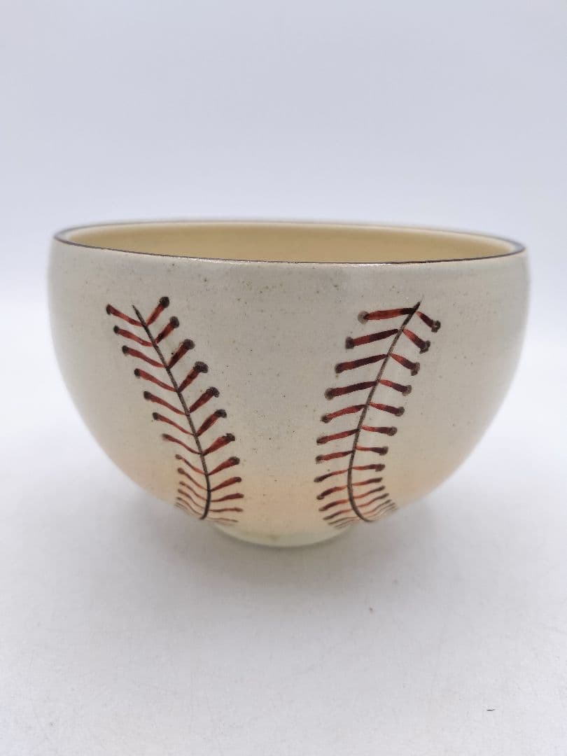 d114 限定【新品・未使用】野球ボール茶碗・国産真茶筌セット 中村良二 木箱
