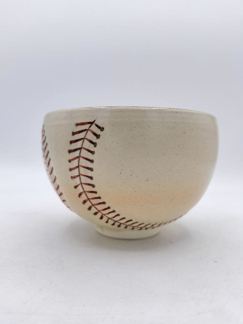 d114 限定【新品・未使用】野球ボール茶碗・国産真茶筌セット 中村良二 木箱