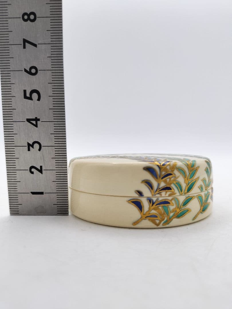 d059【未使用】香合 仁清写 芽張柳 山川巌 木箱 茶道具