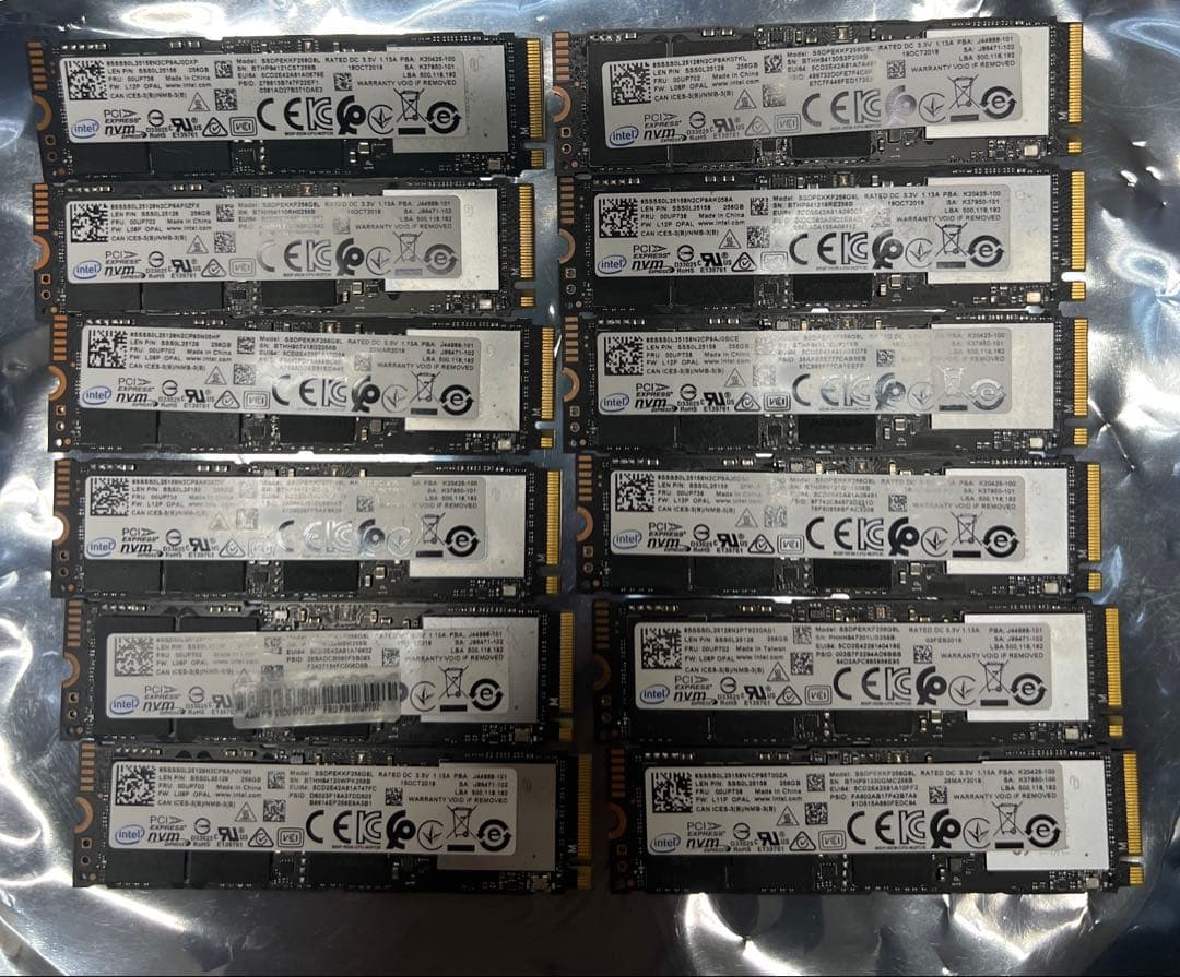 中古 M.2 NVMe SSD 256GB 12枚セット
