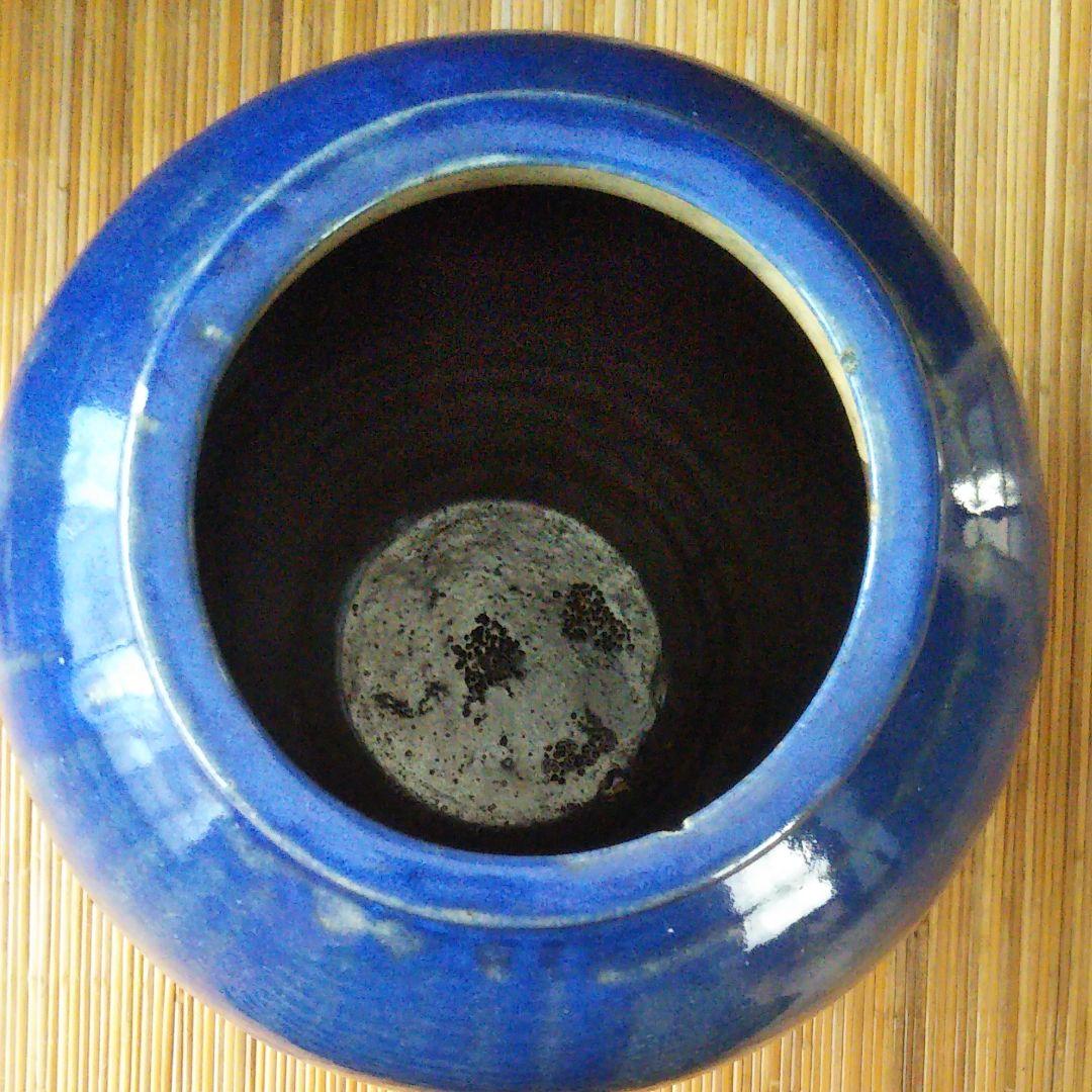 瑠璃色　茶葉入れ大壺　希少