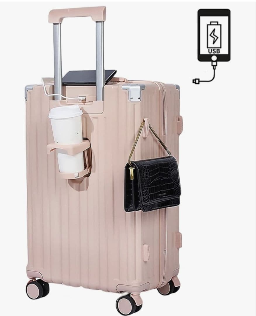 Lサイズ❣️62L　ピンク　USBポート付　キャリーケース